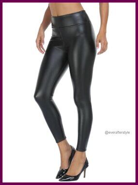 Faux Leather Fleece Lined Leggings High Waist Warm Winter Pants